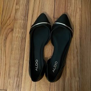 Aldo black pointed flats with gold detail
